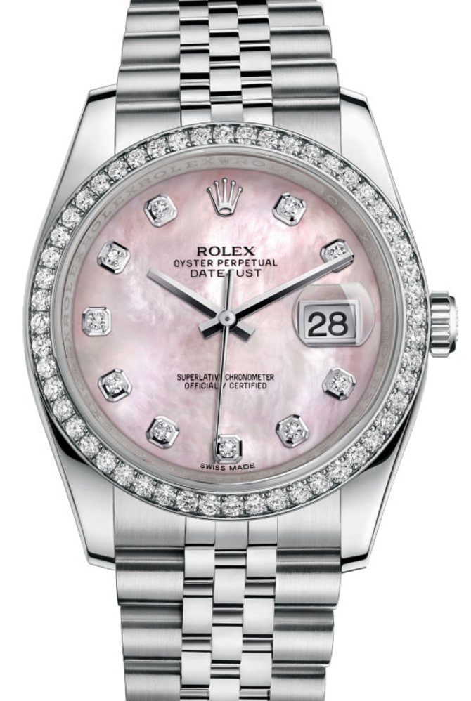 Rolex 116244 Pink MOP D Datejust 36mm Steel and White Gold