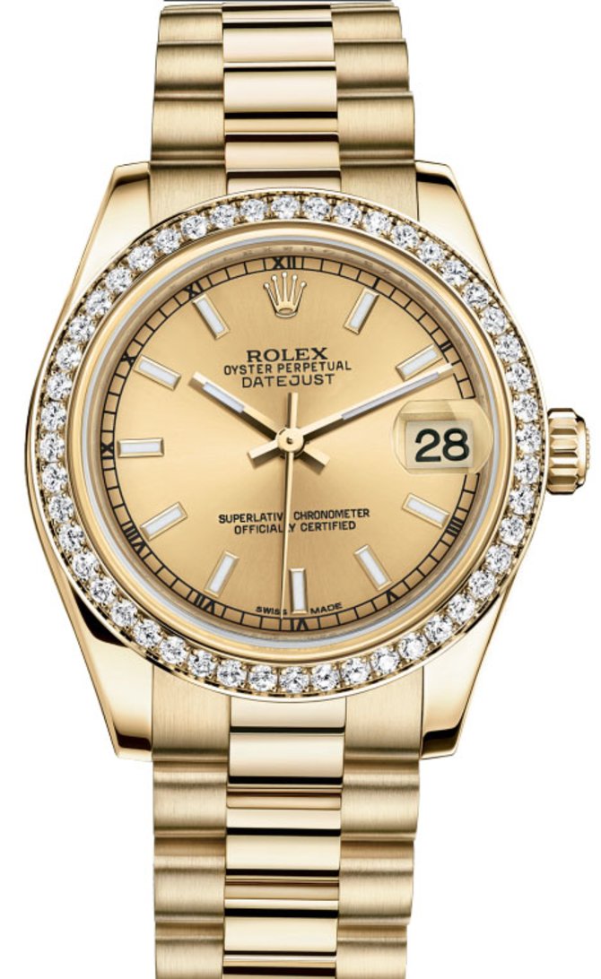 Rolex 178288 chip Datejust 31mm Yellow Gold 