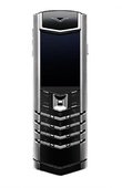 Vertu Signature 002W4B1 Brushed Stainless Steel Black Laether