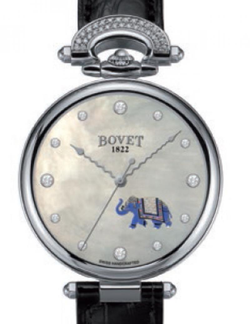 H32WA079-SD2-LT01 Bovet White Gold Miniature Painting Elephant Chateau De Motiers