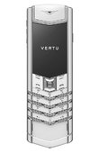 Vertu Signature Polished Stainless Steel White Saphire White Leath 2 Time Zones