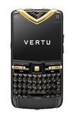 Vertu Constellation Quest 002T776 Black PVD Stainless Steel Yellow Gold Carbon Fibre Pyramid Embossed Black Leather