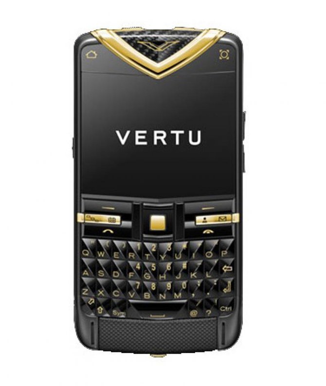 Vertu 002T776 Constellation Quest Black PVD Stainless Steel Yellow Gold Carbon Fibre Pyramid Embossed Black Leather - фото 1