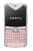 Vertu Constellation Quest Diamond Trim and Select Key Sapphire Polished Stainless Steel Diamond Keys Pink Leather