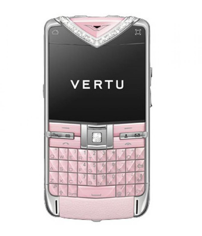 Vertu Diamond Trim and Select Key Sapphire Constellation Quest Polished Stainless Steel Diamond Keys Pink Leather - фото 1