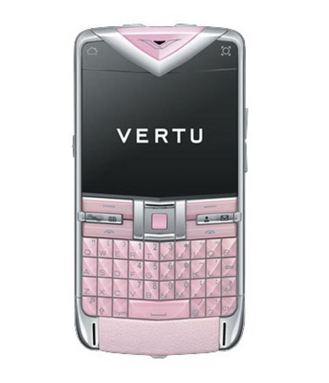 Vertu Polished Stainless Steel Sapphire Keys Pink Leathe Constellation Quest Quickoffice - фото 1