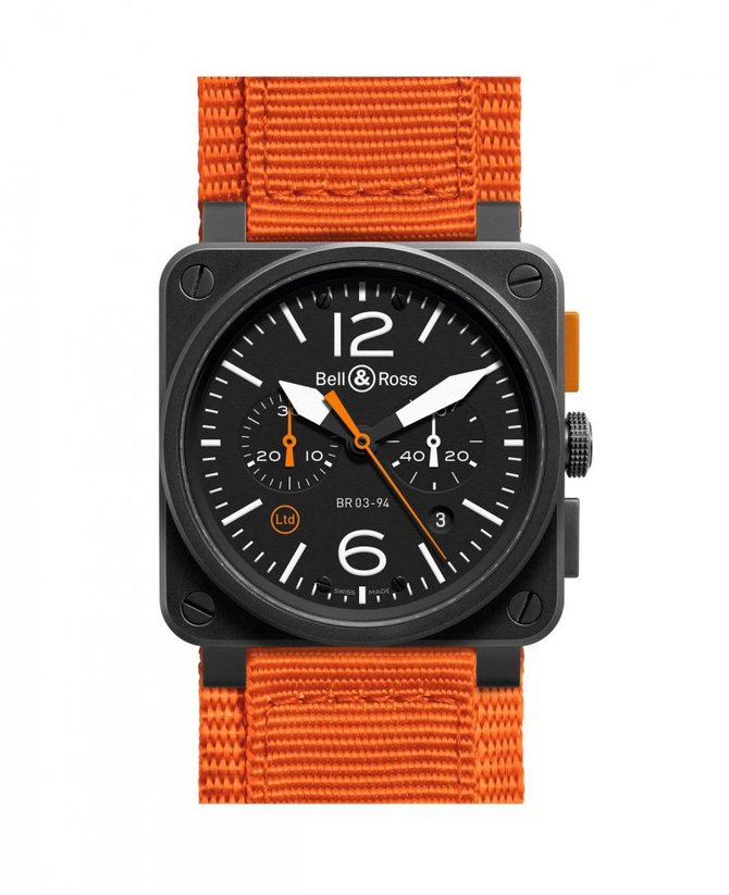 Bell & Ross BR 03-94 Carbon Orange Aviation Chronograph 42 mm - фото 1