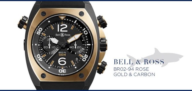 Bell & Ross BR 02-94 Rose Gold & Carbon Marine Chronographe - фото 2