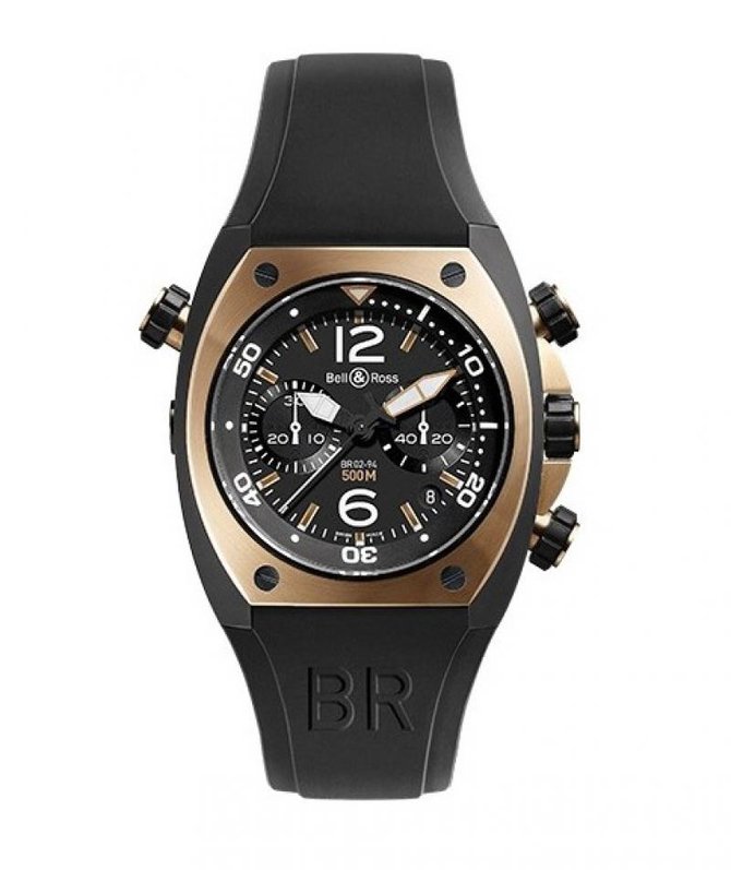 Bell & Ross BR 02-94 Rose Gold & Carbon Marine Chronographe - фото 1