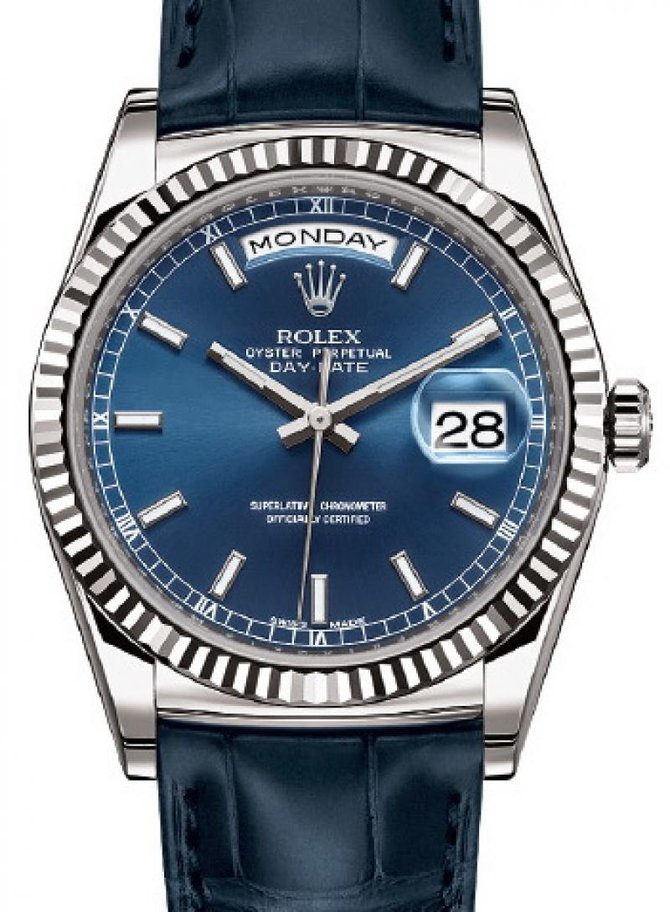 Rolex 118139 blue Day-Date White Gold - фото 2