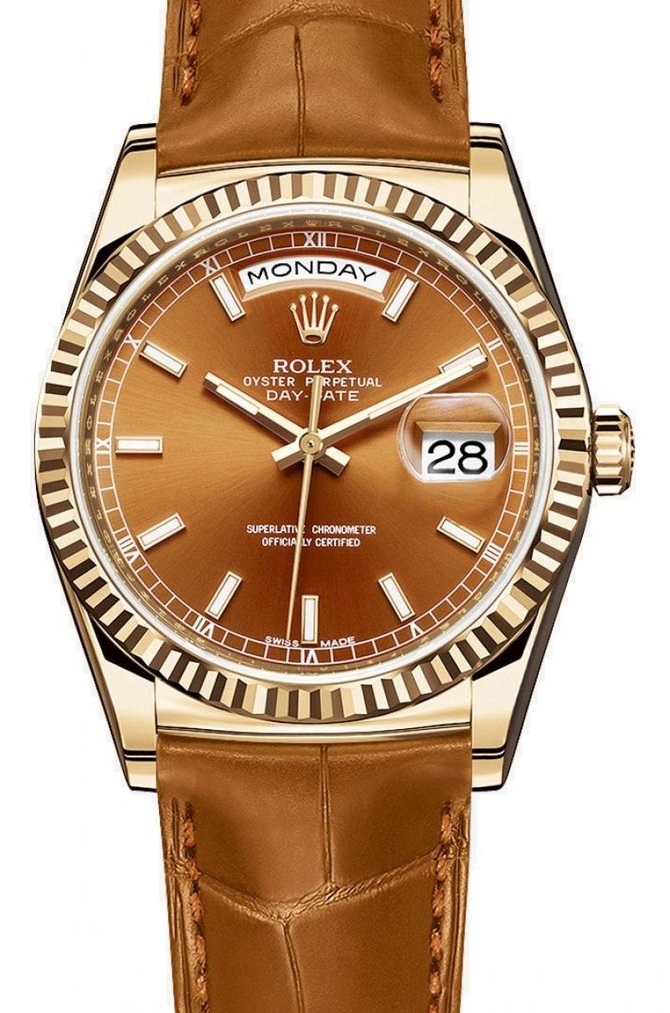 Rolex 118138 brown Day-Date Yellow Gold - фото 1