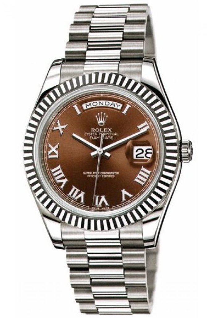 Rolex 218239 сhocolate Day-Date White Gold - фото 1