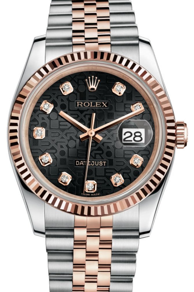 Rolex 116231 ss rg black Datejust Steel and Everose Gold