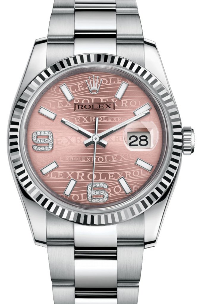 Rolex 116234 pink waves diamond dial Datejust 36 - фото 1