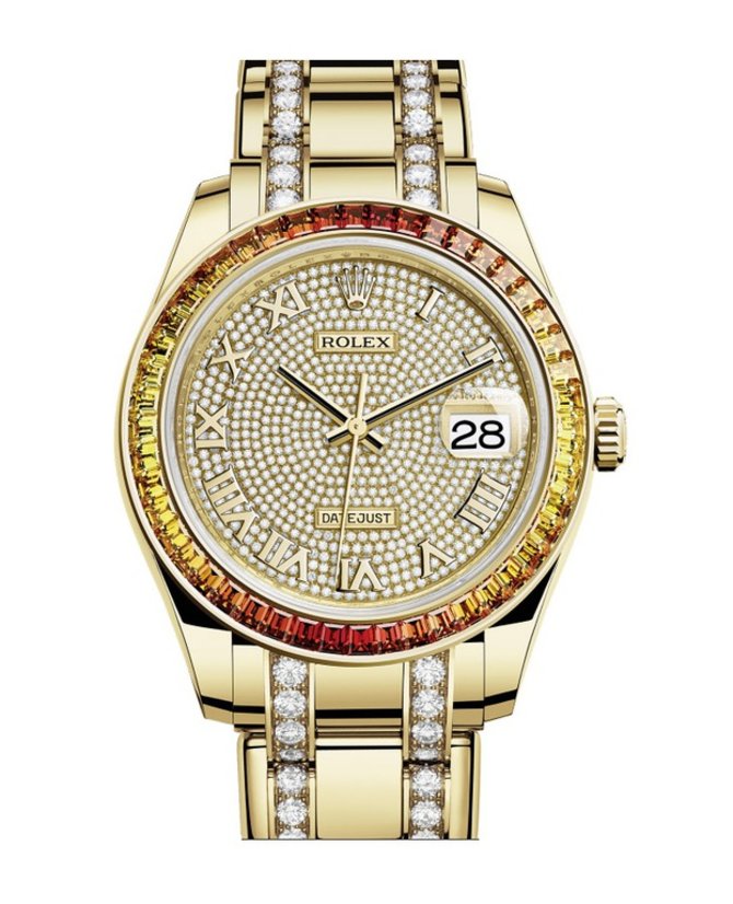 Rolex 86348SAJOR Paved With 455 Diamonds Datejust Pearlmaster 39 mm Yelow Gold 2015 - фото 1