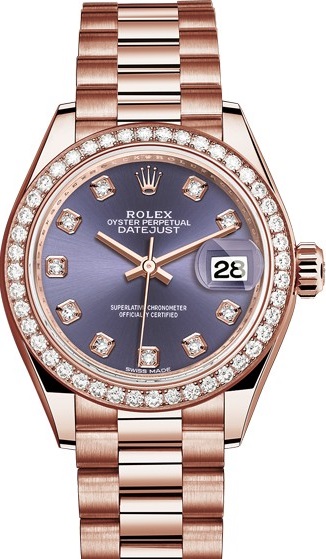 279135rbr-0020 Rolex 28 mm Everose Gold  Datejust Ladies