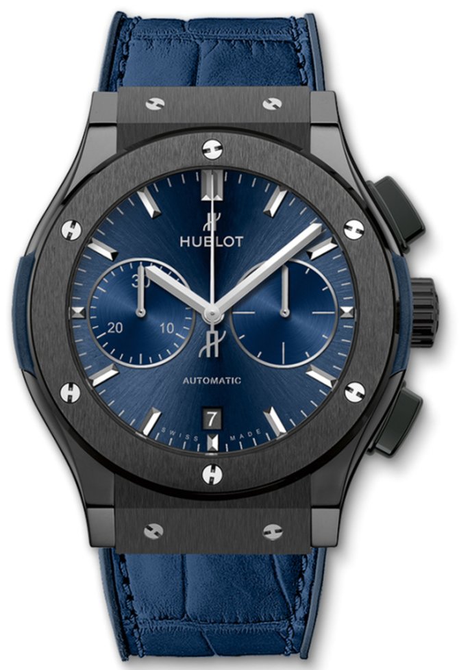 Hublot 521.CM.7170.LR Classic Fusion Black Ceramic Blue Watch 45 mm