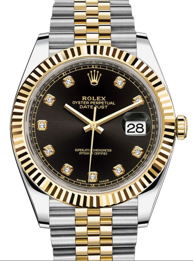 Rolex 126333 Black set with diamonds Jubilee Bracelet Datejust Yellow Rolesor New 2016
