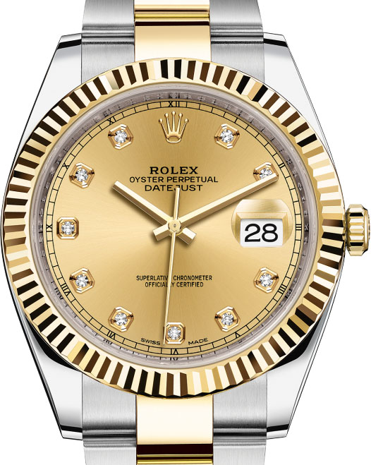 126333 Champagne set with diamonds Oyster Bracelet Rolex Yellow Rolesor Datejust