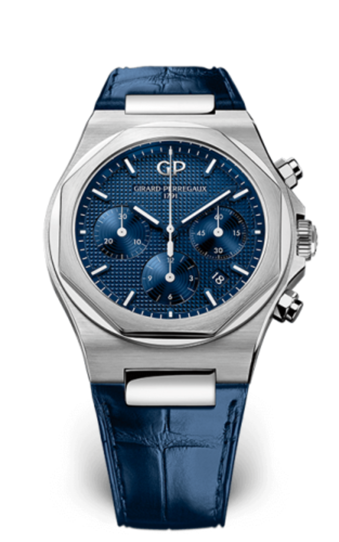 Girard Perregaux 81020-11-431-BB4A Laureato Chronograph Stainless Steel Blue Alligator