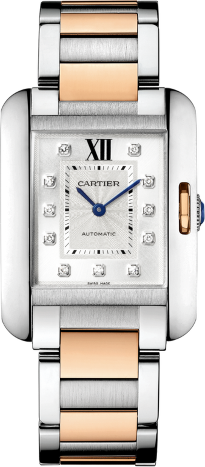 Cartier WT100034 Tank Anglaise Large Model Pink Gold Steel Diamonds
