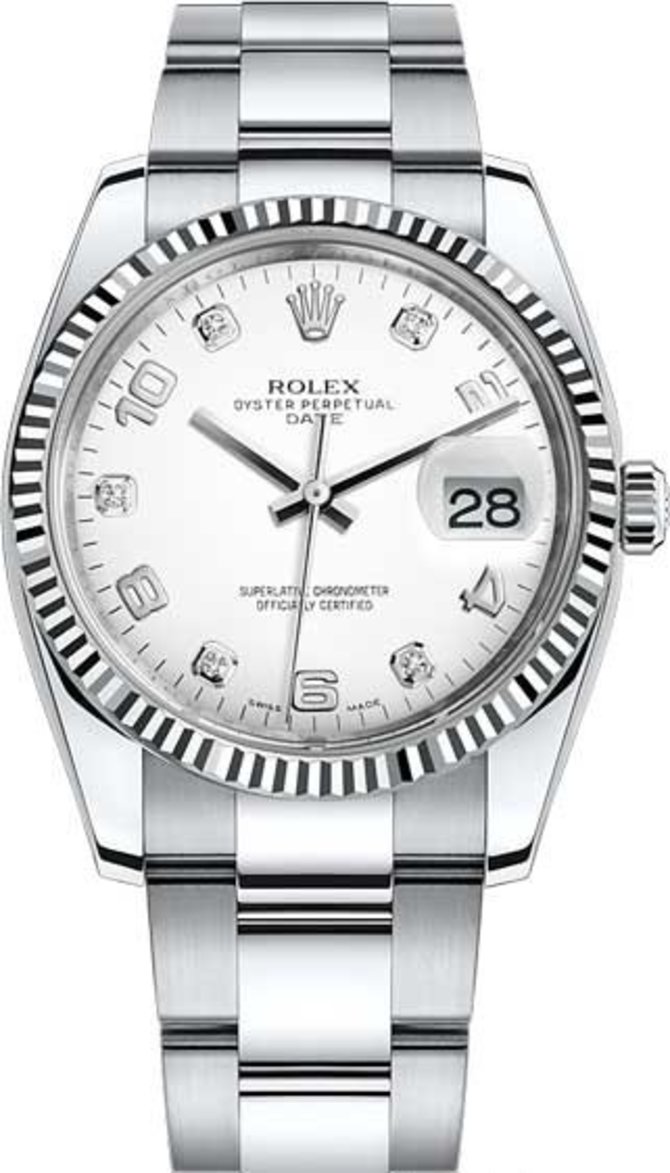 Rolex 115234-0010 Datejust 34 mm Steel and White Gold