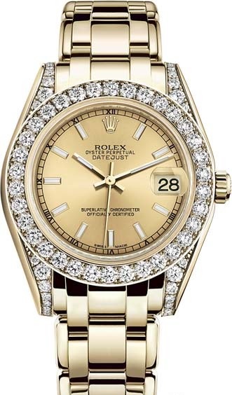 81158-0086 Rolex Pearlmaster Yellow Gold 34 mm Datejust Ladies