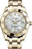 Rolex Datejust Ladies 81318-0006 Pearlmaster Yellow Gold 34 mm 