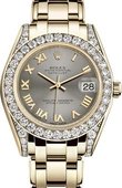 Rolex Datejust Ladies 81158-0122 Pearlmaster Yellow Gold 34 mm 