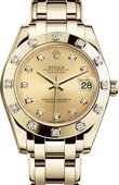 Rolex Datejust Ladies 81318-0007 Pearlmaster Yellow Gold 34 mm 
