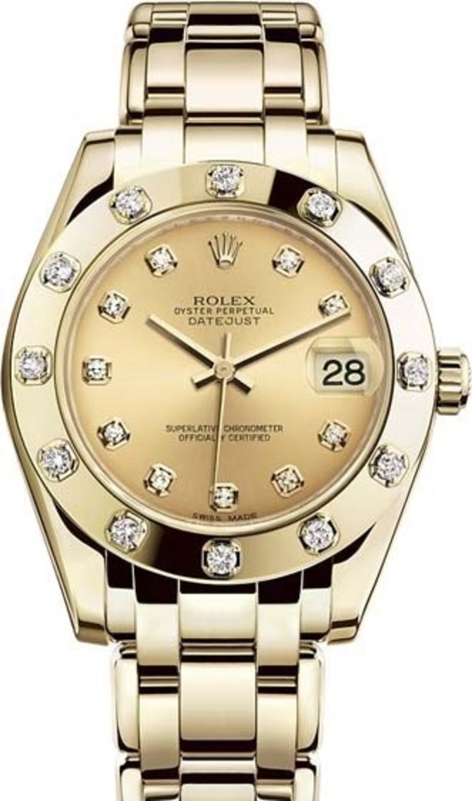 Rolex 81318-0007 Datejust Ladies Pearlmaster Yellow Gold 34 mm 