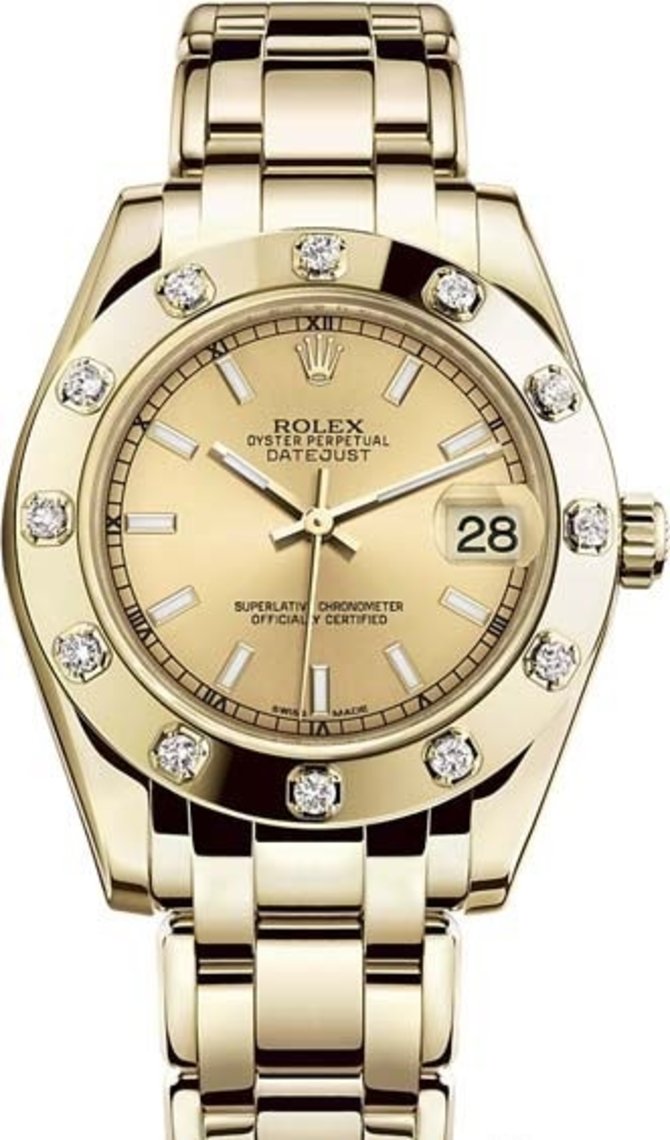 Rolex 81318-0018 Datejust Ladies Pearlmaster Yellow Gold 34 mm