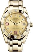 Rolex Datejust Ladies 81318-0041 Pearlmaster Yellow Gold 34 mm