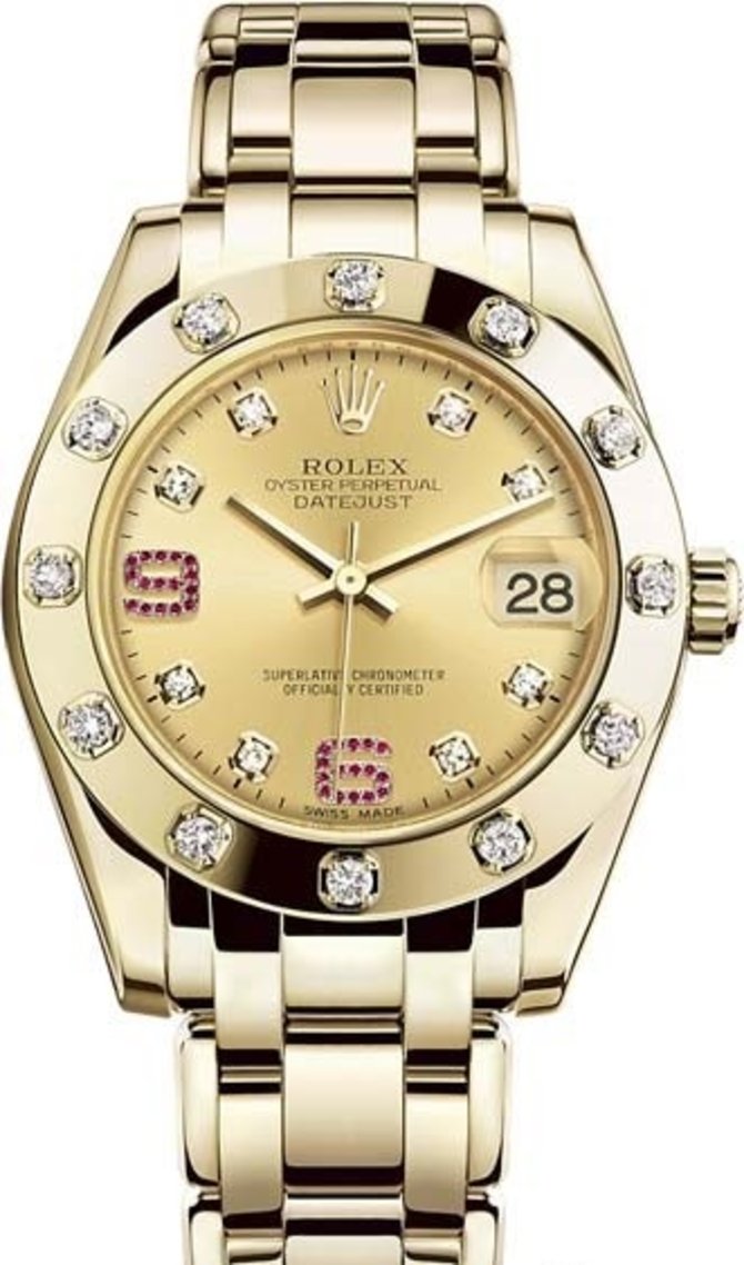 Rolex 81318-0041 Datejust Ladies Pearlmaster Yellow Gold 34 mm