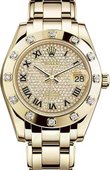Rolex Datejust Ladies 81318-0044 Pearlmaster Yellow Gold 34 mm 