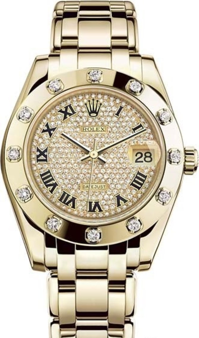 Rolex 81318-0044 Datejust Ladies Pearlmaster Yellow Gold 34 mm 