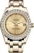 Rolex Datejust Ladies 81298-0055 Pearlmaster Yellow Gold 34 mm 