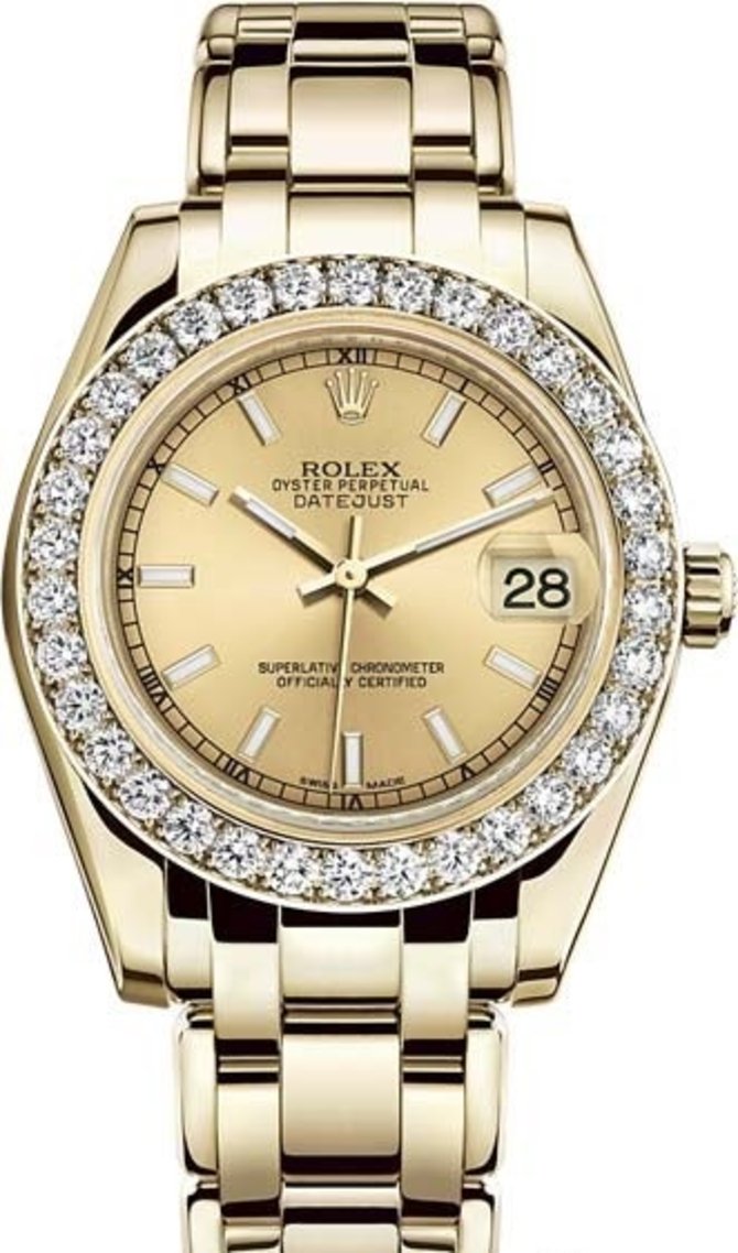 Rolex 81298-0055 Datejust Ladies Pearlmaster Yellow Gold 34 mm 