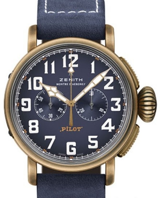 Zenith 29.2430.4069 / 57.C808 Pilot Type 20 Extra Special Chronograph Bronze Blue Dial