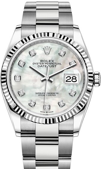 126234-0020 Rolex 36 mm Steel and White Gold Datejust