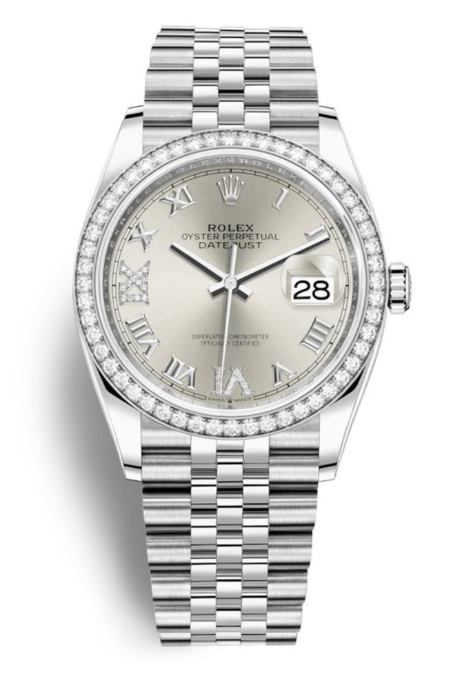 Rolex 126284RBR-0021 Datejust 36 White Rolesor Diamonds Bezel Jubilee Bracelet