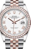 Rolex Datejust 126281RBR White Roman numerals Everose Rolesor Set with Diamonds Bezel Jubilee Bracelet