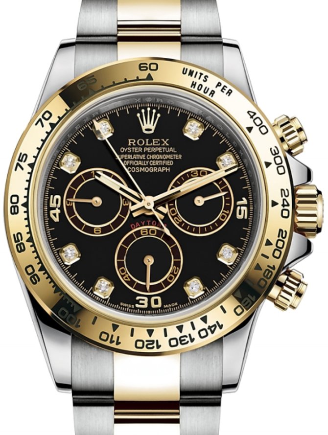 Rolex 116503 Black set with diamonds Daytona Cosmograph Steel and yellow gold