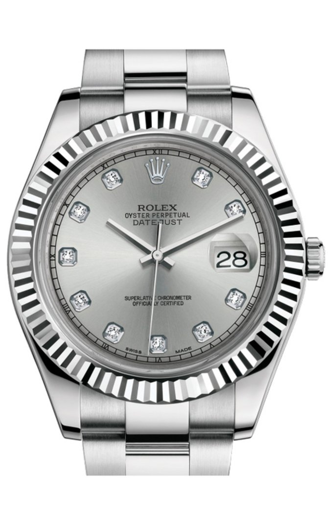 Rolex 116334 silver diamonds Datejust Steel and White Gold - фото 1