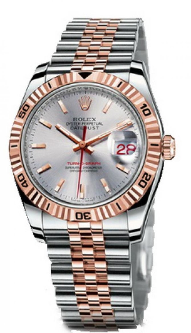 Rolex 116261 silver Datejust Turn-O-Graph Steel and Everose Gold - фото 1