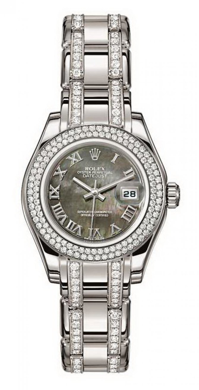 Rolex 80339 Black MOP Datejust Ladies Pearlmaster White Gold - фото 1