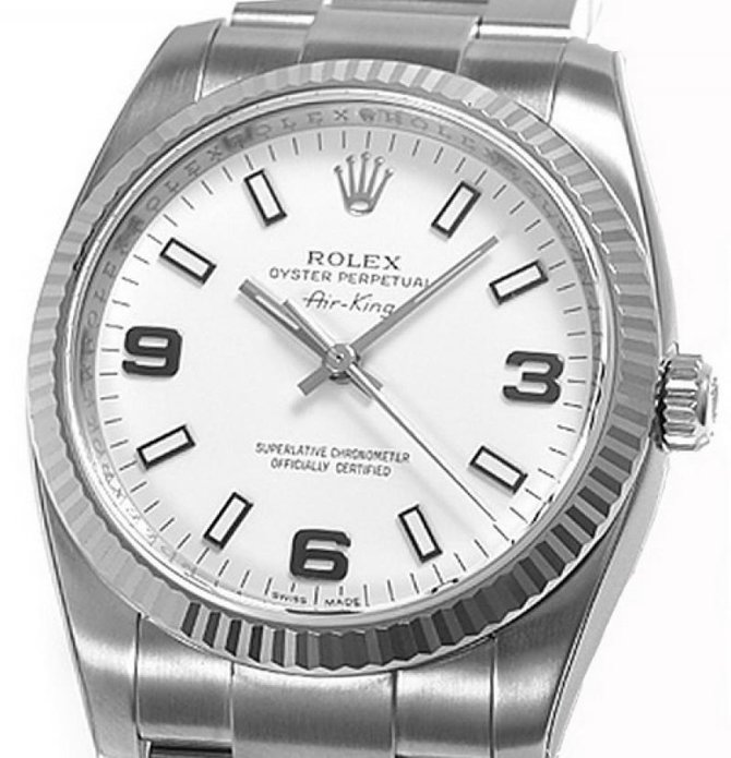 Rolex 114234 White Oyster Perpetual Air-King 34mm Steel and White Gold - фото 1