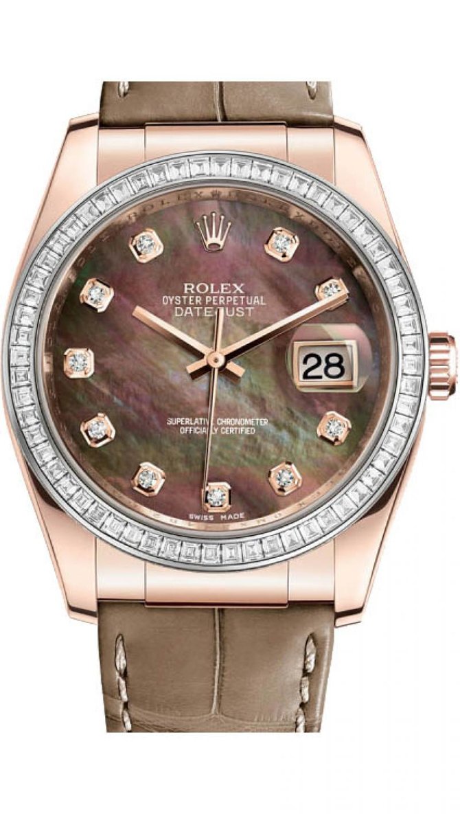 Rolex 116185 dark Datejust Ladies Pink Gold - Diamond Bezel