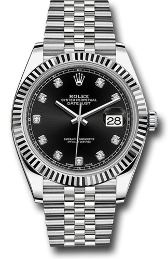 Rolex 126334 Black set with diamonds Datejust 41 White Rolesor Jubilee - фото 1