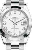 Rolex Часы Rolex Datejust 126300 White Roman 41 Steel Smooth Bezel Oyster